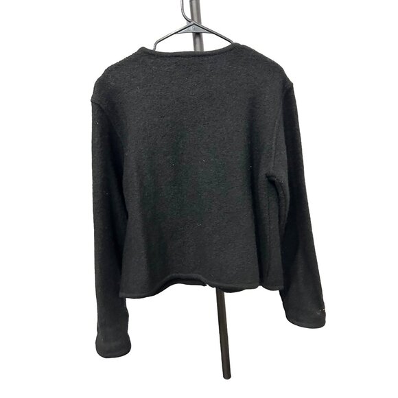 Vintage 90s Talbots Petites Black Wool Blend Zip Up Sweater Jacket Sz LP - Picture 2 of 8